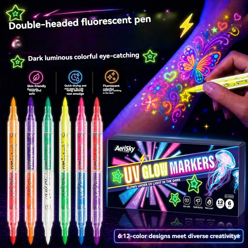 12色の両端にペン先が付いたUVネオン蛍光マーカーセット。ブ - Copic Marker Sketch のレビューと価格