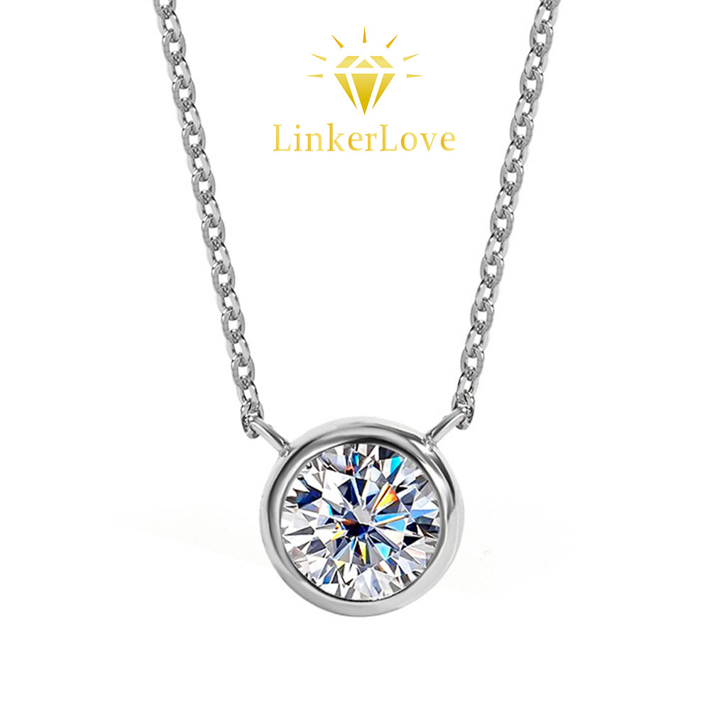 LinkerLove 1カラット モアッサナイトネックレス（ - Bezels Set Pendant のレビューと価格