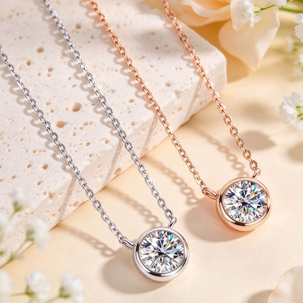 LinkerLove 1カラット モアッサナイトネックレス（ - Bezels Set Pendant のレビューと価格